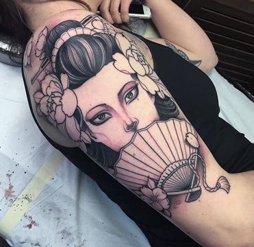 japanese tattoos on the arm women geisha