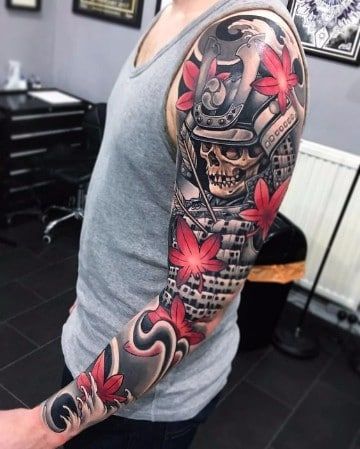 japanese tattoos on the samurai men arm