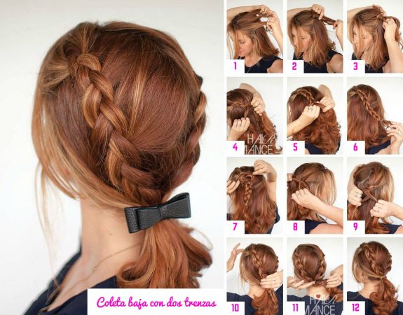 Ponytail hairstyle with two braids