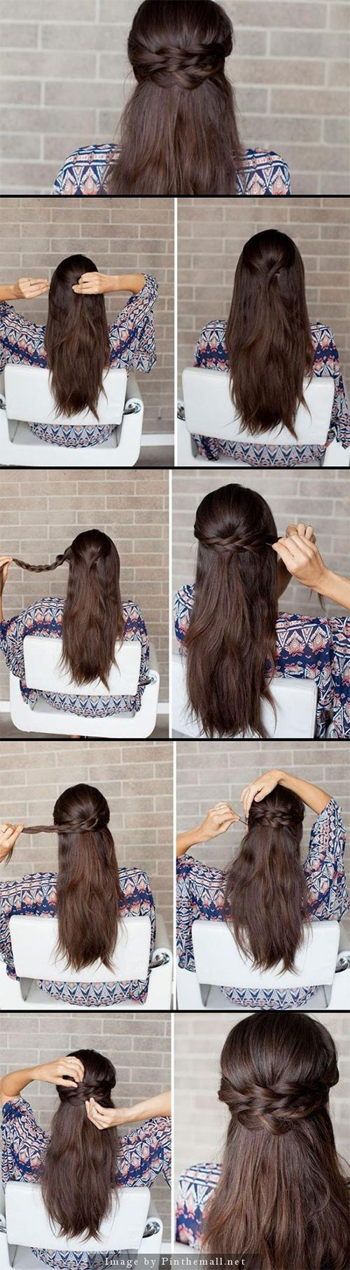 step by step hairstyle medium tail double braid
