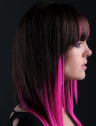 highlights of pink short hair