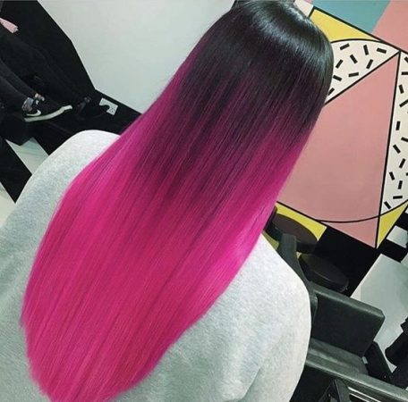 neon pink fluo rainbow colored highlights