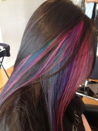 colored highlights black hair