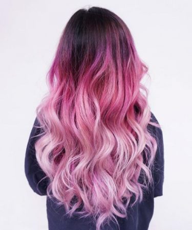 pastel pink rainbow colored highlights