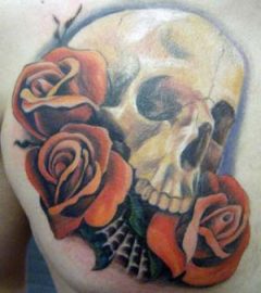 rose tattoos with skulls for women
