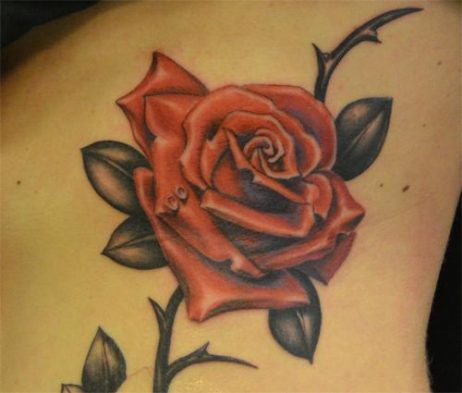 realistic red rose tattoos