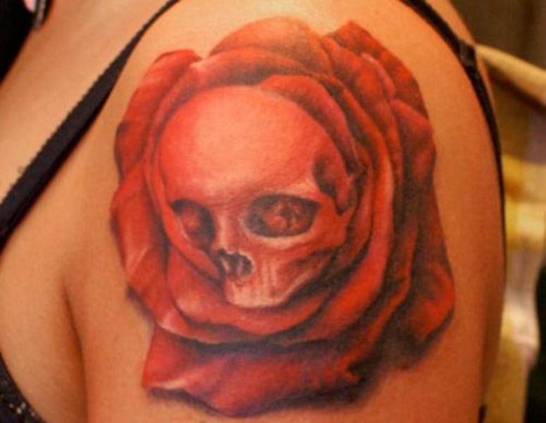 Rose with Skull Tattoos