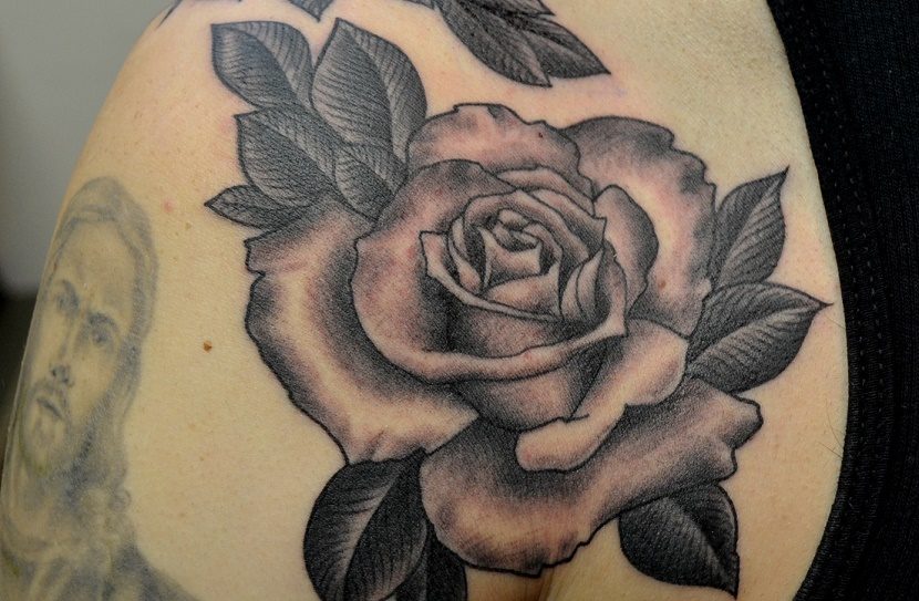 Black and White Rose Tattoos
