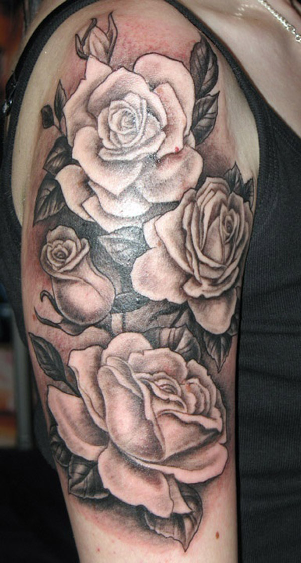 Girl with Tattoo wears white rose
