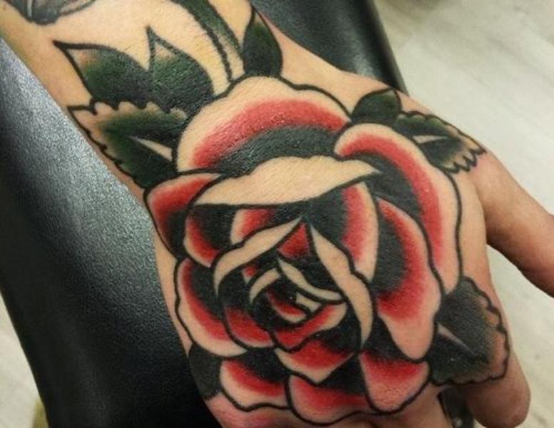 rose tattoos for men on hand