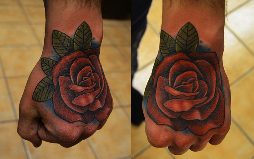 Rose tattoo on the fist