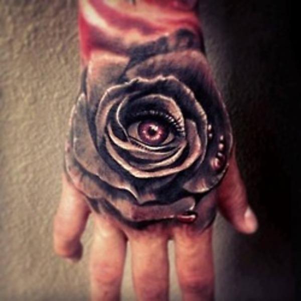 tattoos on the hand of black roses
