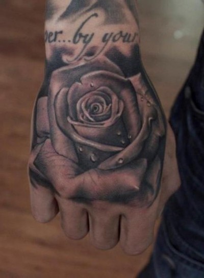 rose tattoos on hand for men