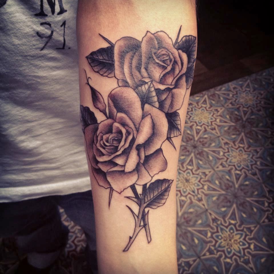 rose arm tattoos for women