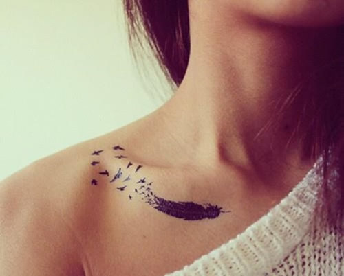 Feather blowing the wind tattoo