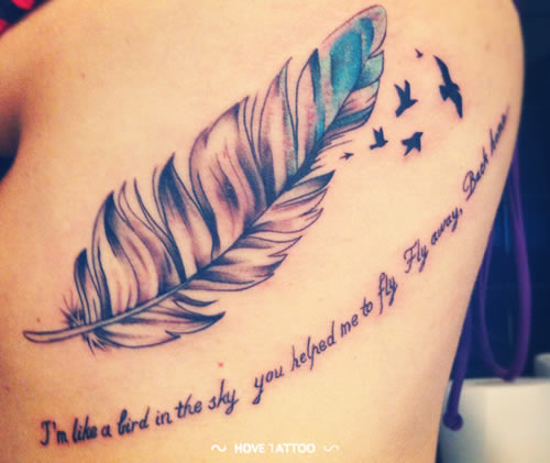 feather-tattoo-and-love-phrase 