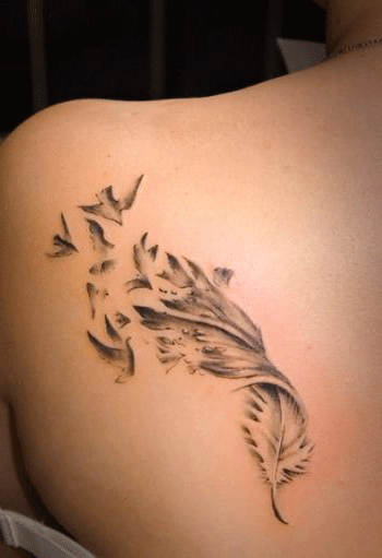feather tattoo image with birds