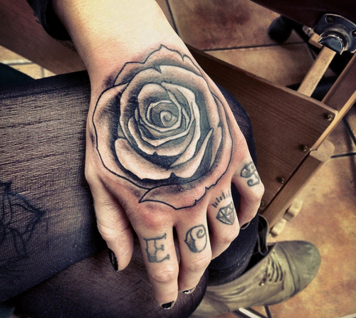rose tattoos on hand meaning