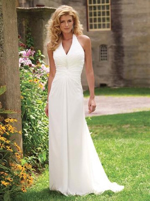 Organza Tiered Halter Neckline Civil Wedding Dresses