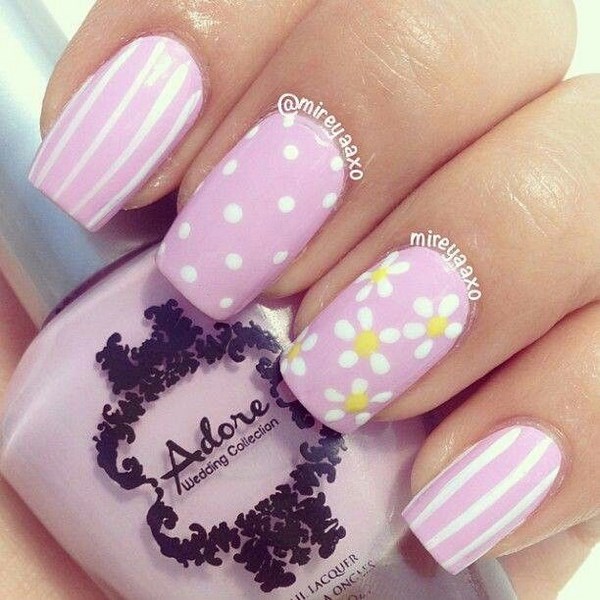 pink-nails-with-white-dots 