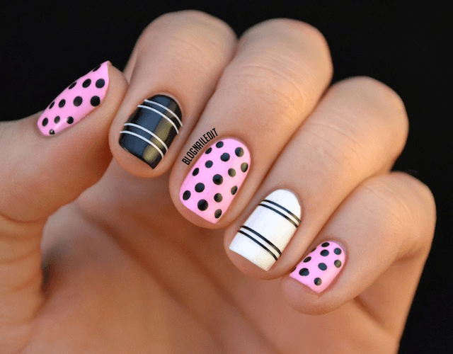 Dotted and striped nail models