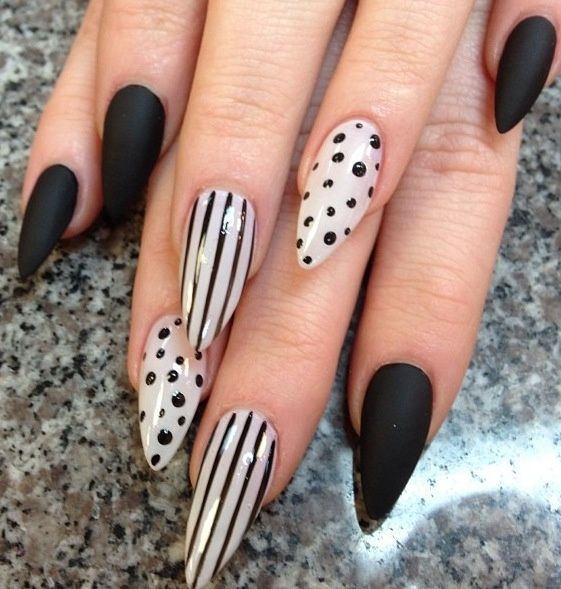 Dotted and striped nail designs