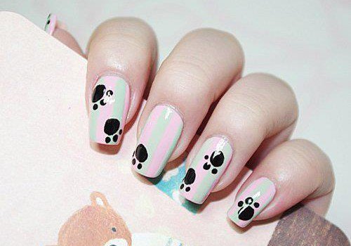 nails painted with animal tracks