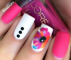 nails painted with flowers