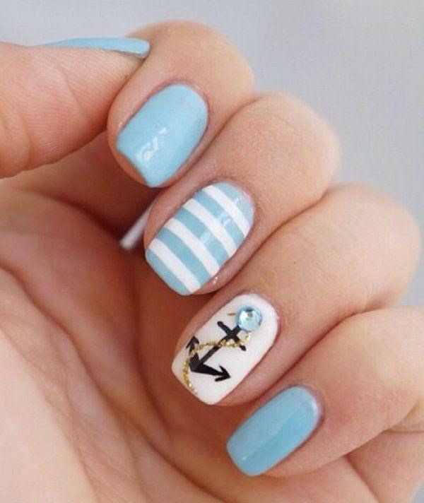 light blue nails