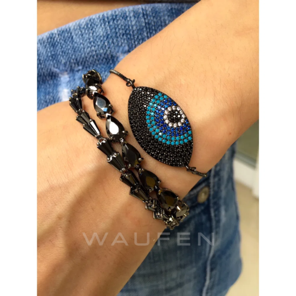 luxury rivieras rodio negro bracelets and greek eye bracelet