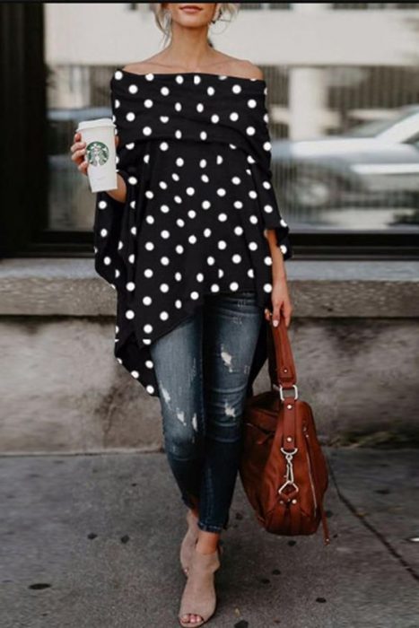 loose-fitting blouse with jeans