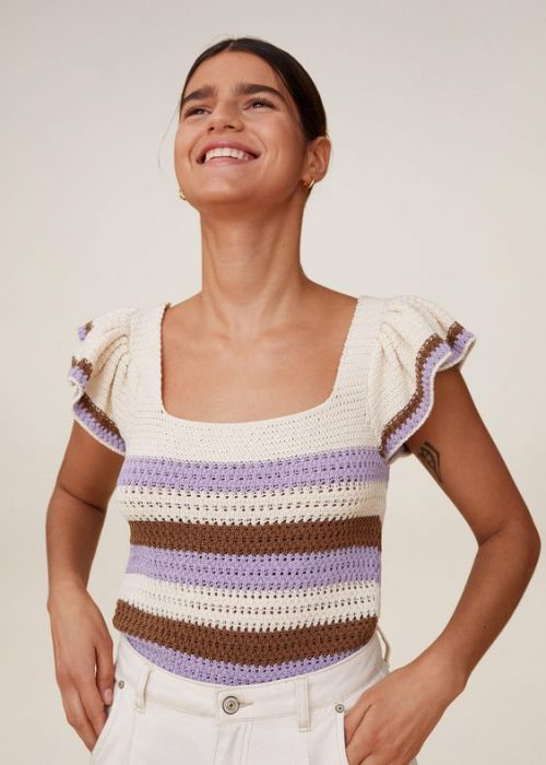 moerna crochet striped blouse