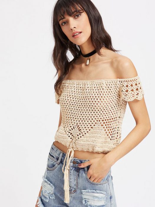 crochet off shoulder blouse