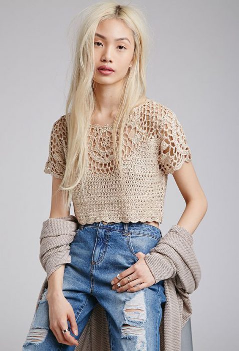 Juvneil outfits with crochet top