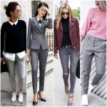 look with gray pants woman