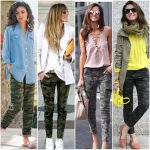 look with camouflage pants woman
