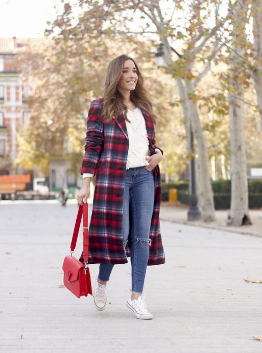 long plaid capped tops for casual unlook