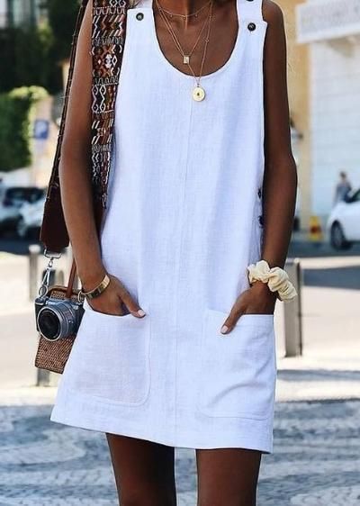 casual white linen dress