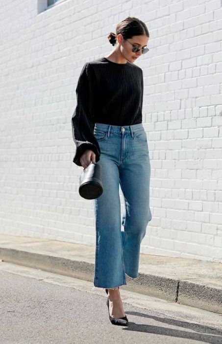 semi formal look with baggy jeans