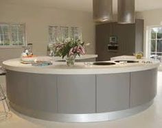 American kitchen with round counter