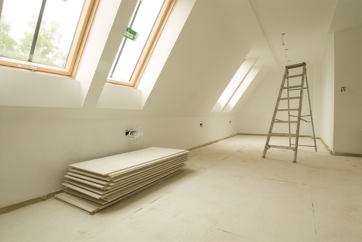 plaster on the loft walls