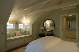 plaster loft with white wooden beams