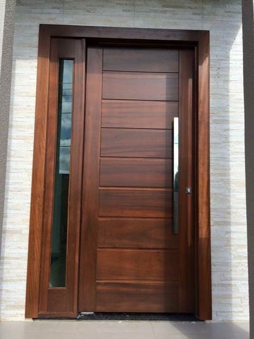 wooden door with glass for bedroom and large doorknob