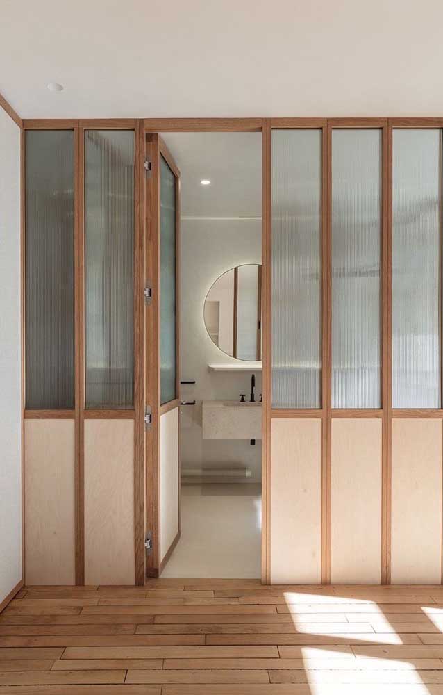 wooden door with glass to the room