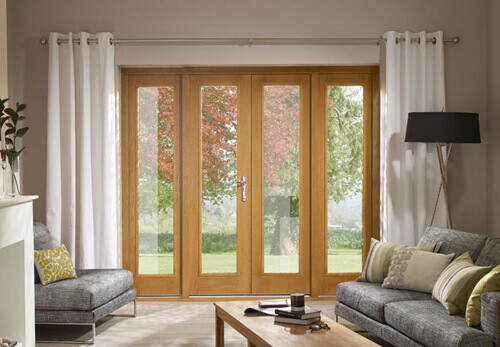 simple room with a beautiful glass door