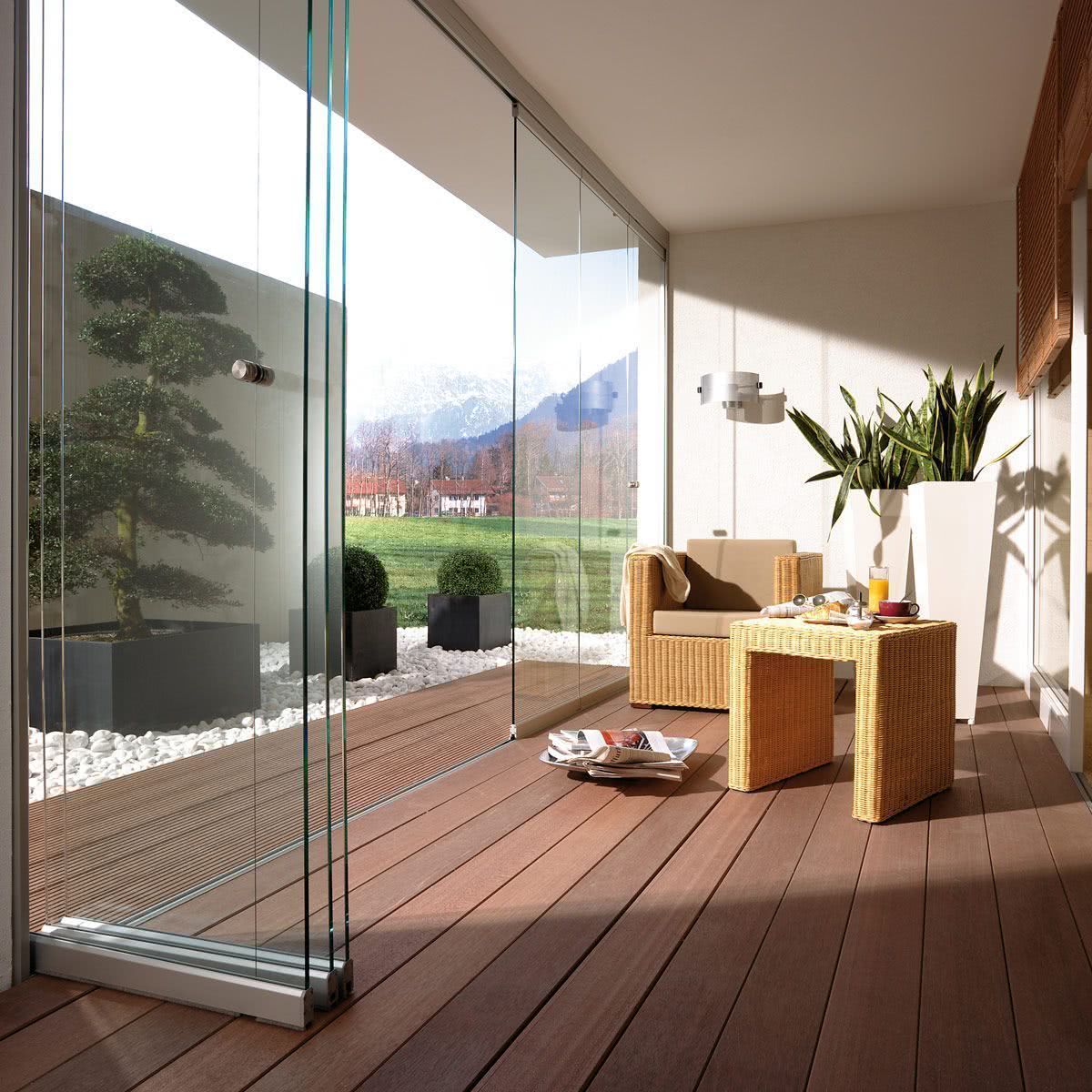 folding glass door to the room