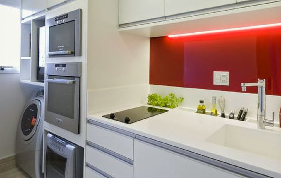 Small apartment kitchen with laundry