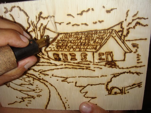 Wooden crafts with pyrography