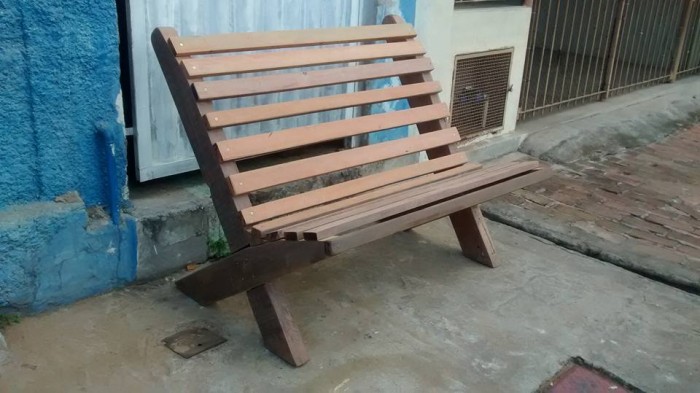 Benches made by hand with wood