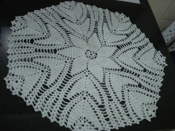 White crochet towel with lace